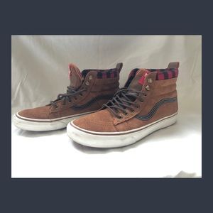 Used Leather Vans High Tops with Flannel Lining.